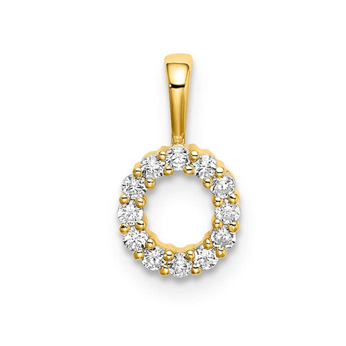 Image of 14K Yellow Gold Small Initial O Diamond Pendant