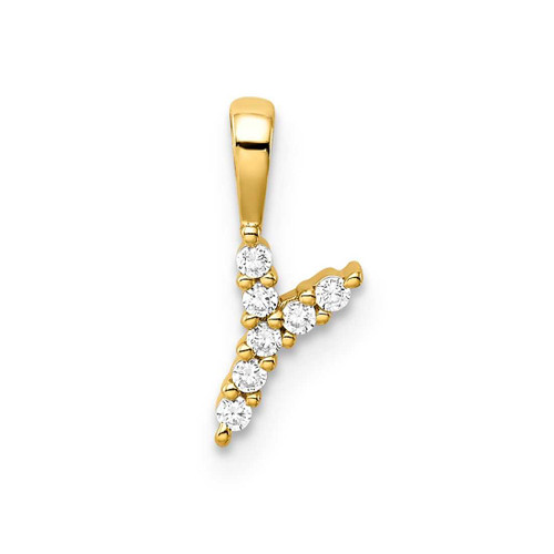 Image of 14K Yellow Gold Small Initial Y Diamond Pendant