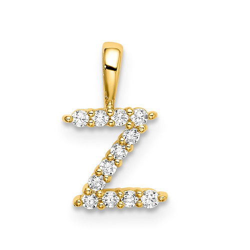 14K Yellow Gold Small Initial Z Diamond Pendant
