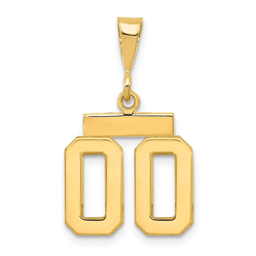Image of 14K Yellow Gold Small Polished Number 00 on Top Pendant