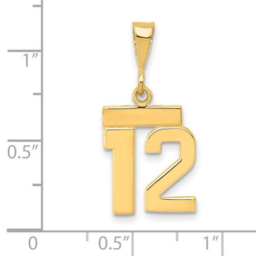 Image of 14K Yellow Gold Small Polished Number 12 Pendant SP12