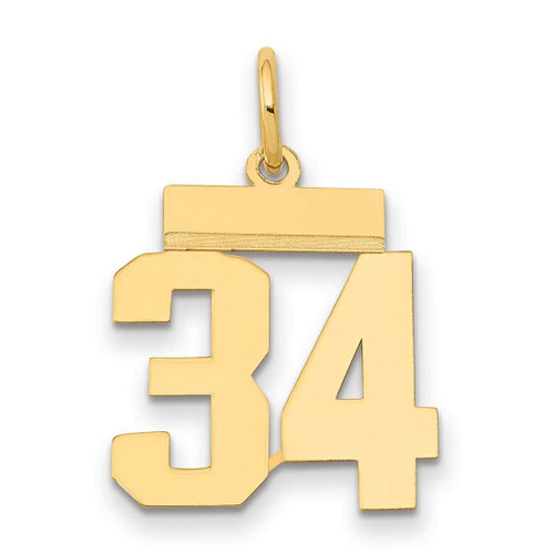 Image of 14K Yellow Gold Small Polished Number 34 Charm LS34