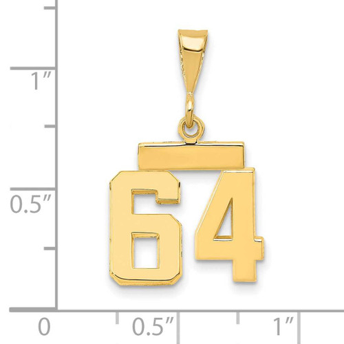 Image of 14K Yellow Gold Small Polished Number 64 Charm SP64