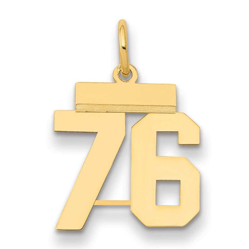 Image of 14K Yellow Gold Small Polished Number 76 Charm LS76