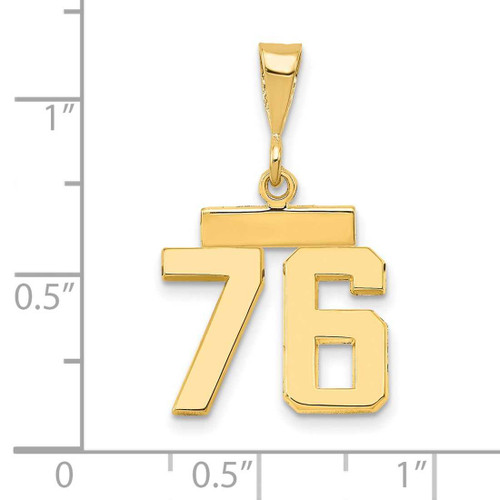 Image of 14K Yellow Gold Small Polished Number 76 Charm SP76