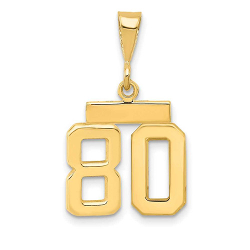 Image of 14K Yellow Gold Small Polished Number 80 Charm SP80