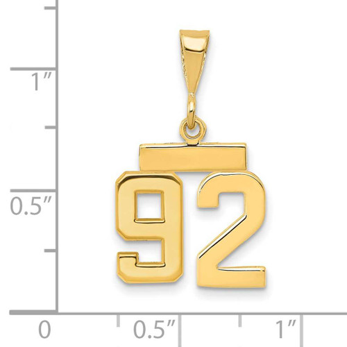 Image of 14K Yellow Gold Small Polished Number 92 Charm SP92