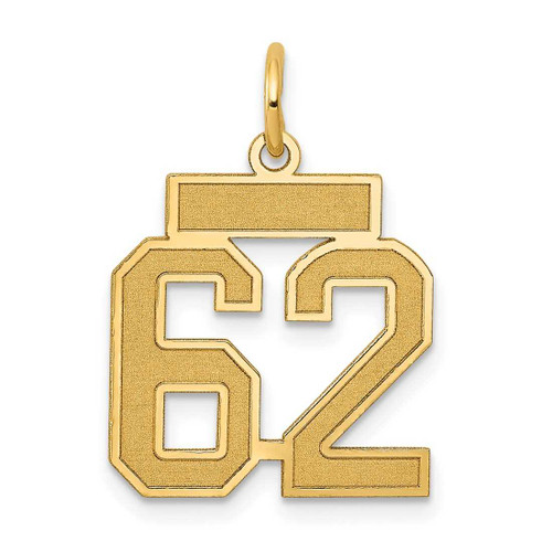 Image of 14K Yellow Gold Small Satin Number 62 Charm