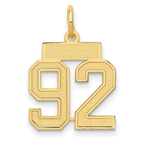 Image of 14K Yellow Gold Small Satin Number 92 Charm