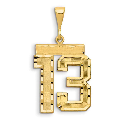 Image of 14K Yellow Gold Small Shiny-Cut Number 13 Charm