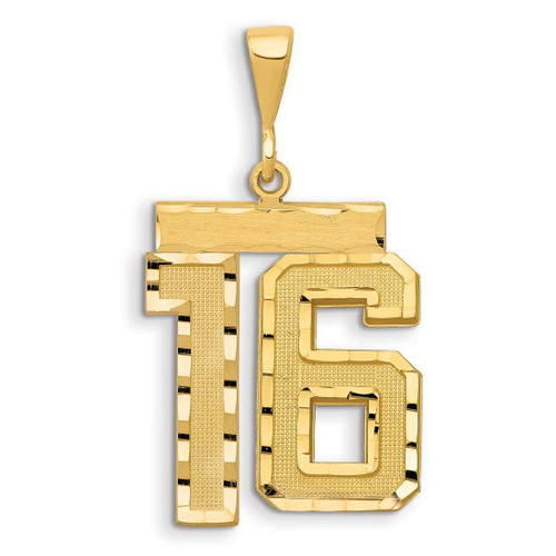 Image of 14K Yellow Gold Small Shiny-Cut Number 16 Pendant