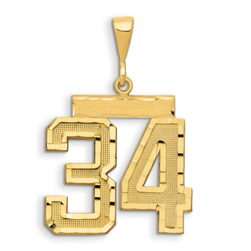 Image of 14K Yellow Gold Small Shiny-Cut Number 34 Charm