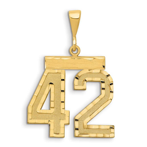 Image of 14K Yellow Gold Small Shiny-Cut Number 42 Charm