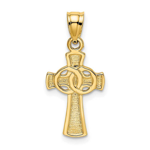 Image of 14K Yellow Gold Solid Cross w/ Eternity Rings Cross Pendant