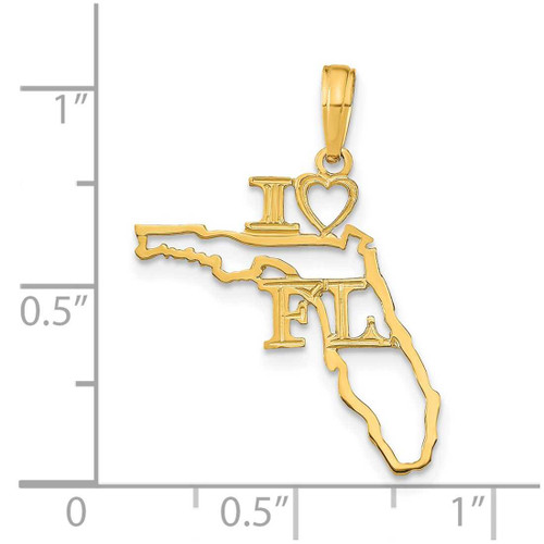 Image of 14K Yellow Gold Solid Florida State Pendant