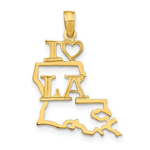 14K Yellow Gold Solid Louisiana State Pendant