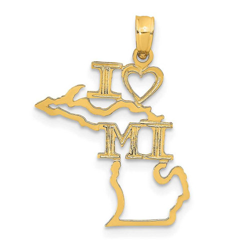 Image of 14K Yellow Gold Solid Michigan State Pendant