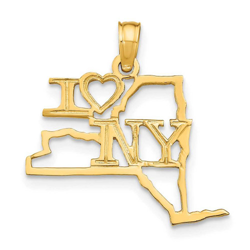 Image of 14K Yellow Gold Solid New York State Pendant