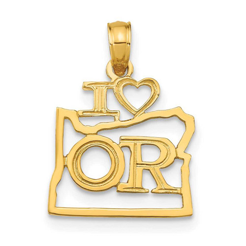 Image of 14K Yellow Gold Solid Oregon State Pendant
