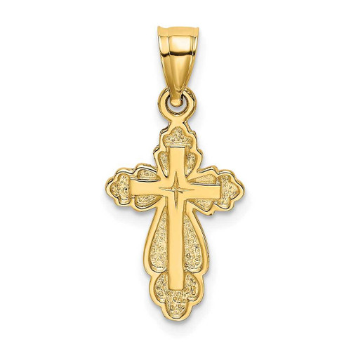 Image of 14K Yellow Gold Solid Polished & Textured Cross Pendant