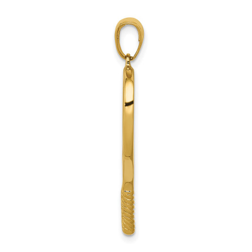 Image of 14K Yellow Gold Solid Polished 3-D Tennis Racquet Pendant
