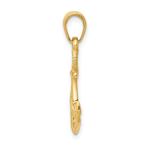 Image of 14K Yellow Gold Solid Polished 3-Dimensional Anchor Pendant