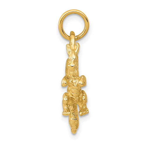Image of 14K Yellow Gold Solid Polished 3-Dimensional Dragon Charm