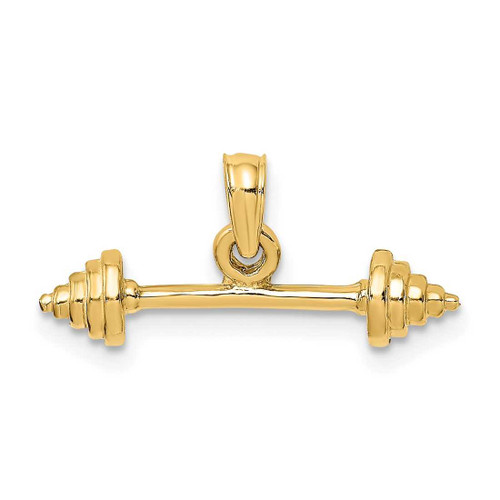 Image of 14K Yellow Gold Solid Polished 3-Dimensional Dumbbell Pendant