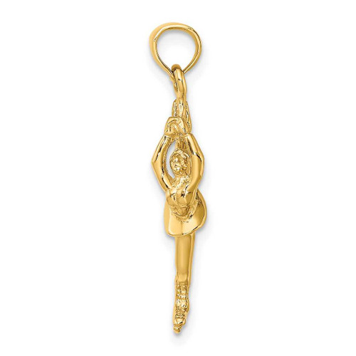 Image of 14K Yellow Gold Solid Polished 3-Dimensional Figure Skater Pendant