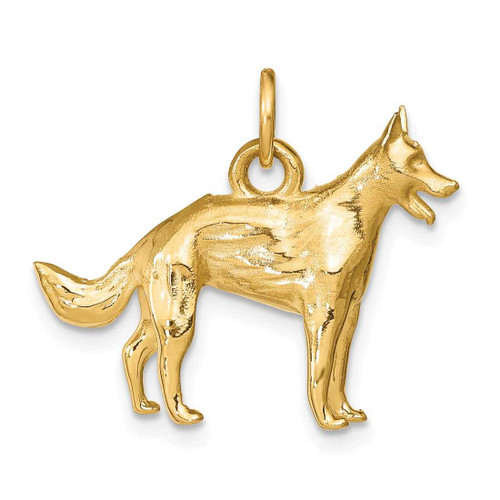 Image of 14K Yellow Gold Solid Polished 3-Dimensional German Shepherd Charm