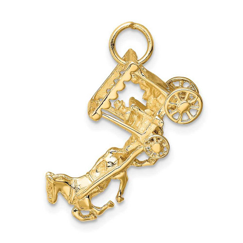 Image of 14K Yellow Gold Solid Polished 3-Dimensional Horse & Carriage Charm