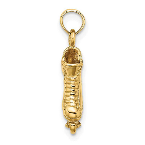 Image of 14K Yellow Gold Solid Polished 3-Dimensional Rollerblade Pendant