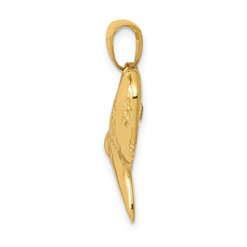 Image of 14K Yellow Gold Solid Polished 3-Dimensional Shark Tooth Pendant
