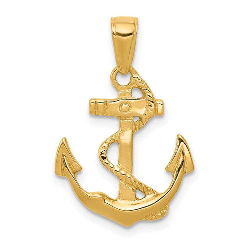 Image of 14K Yellow Gold Solid Polished Anchor Pendant C2487