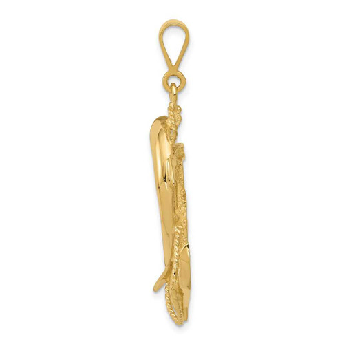 Image of 14K Yellow Gold Solid Polished Anchor w/ Dolphin Pendant