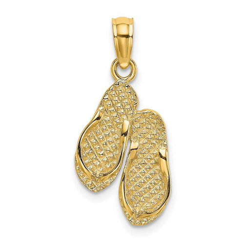 Image of 14K Yellow Gold Solid Polished Hawaii Flip-Flops Pendant