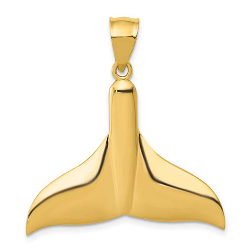 Image of 14K Yellow Gold Solid Polished Large Whale Tail Pendant