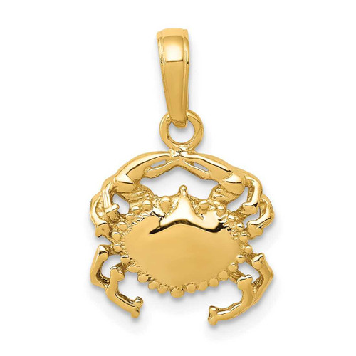 Image of 14K Yellow Gold Solid Polished Open-Backed Crab Pendant