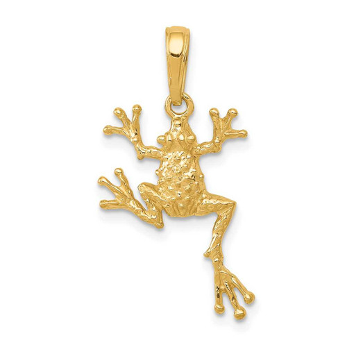 Image of 14K Yellow Gold Solid Polished Open-Backed Frog Pendant