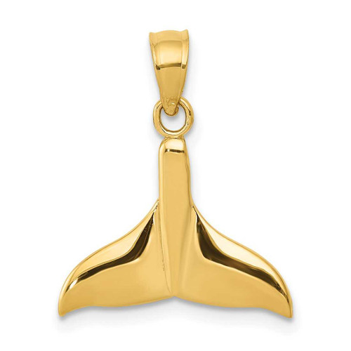 Image of 14K Yellow Gold Solid Polished Open-Backed Whale Tail Pendant