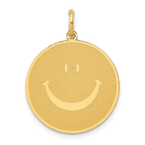 Image of 14K Yellow Gold Solid Polished Smiley Face Charm