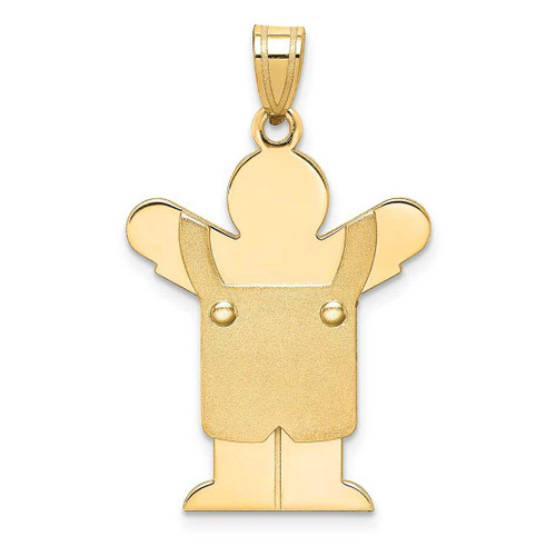 Image of 14K Yellow Gold Solid Satin Boy w/ Overalls Pendant XK362