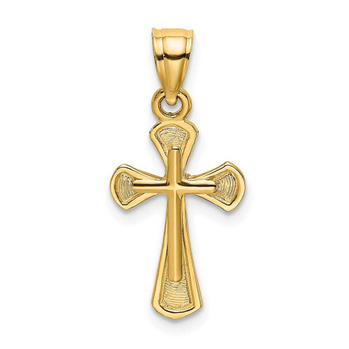 Image of 14K Yellow Gold Solid Textured Cross Pendant