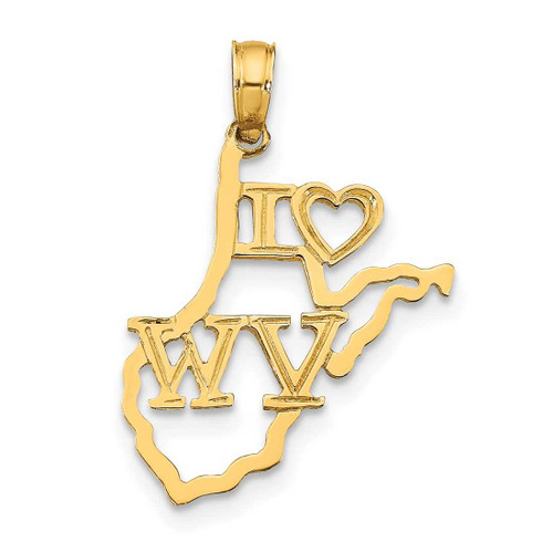 Image of 14K Yellow Gold Solid West Virginia State Pendant