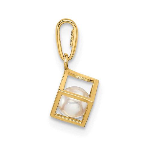 Image of 14K Yellow Gold Square with Cultured Freshwater Pearl Pendant