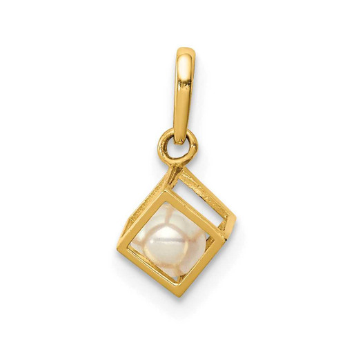 Image of 14K Yellow Gold Square with Cultured Freshwater Pearl Pendant