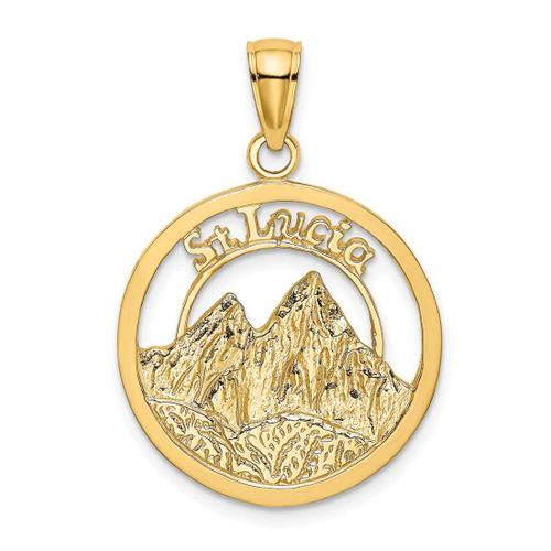 Image of 14K Yellow Gold St. Lucia Twin Pitons Pendant