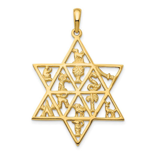 Image of 14K Yellow Gold Star Of David 12 Tribes Pendant