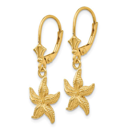 Image of 31mm 14K Yellow Gold Starfish Leverback Earrings