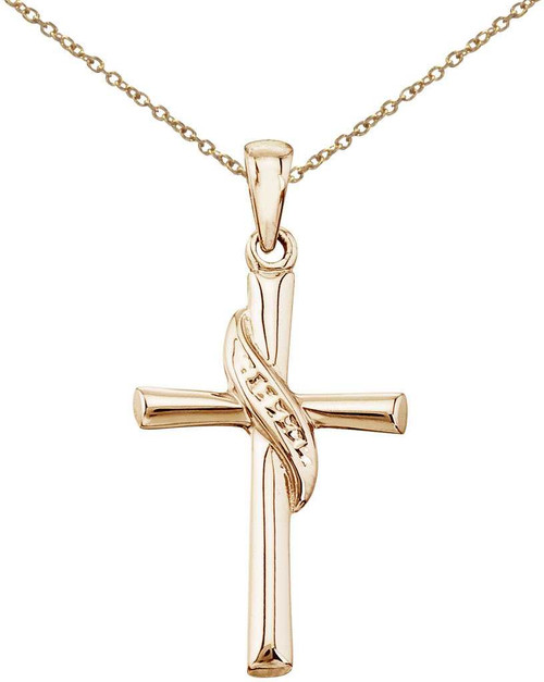 Image of 14K Yellow Gold Swirl Cross Pendant (Chain NOT included)